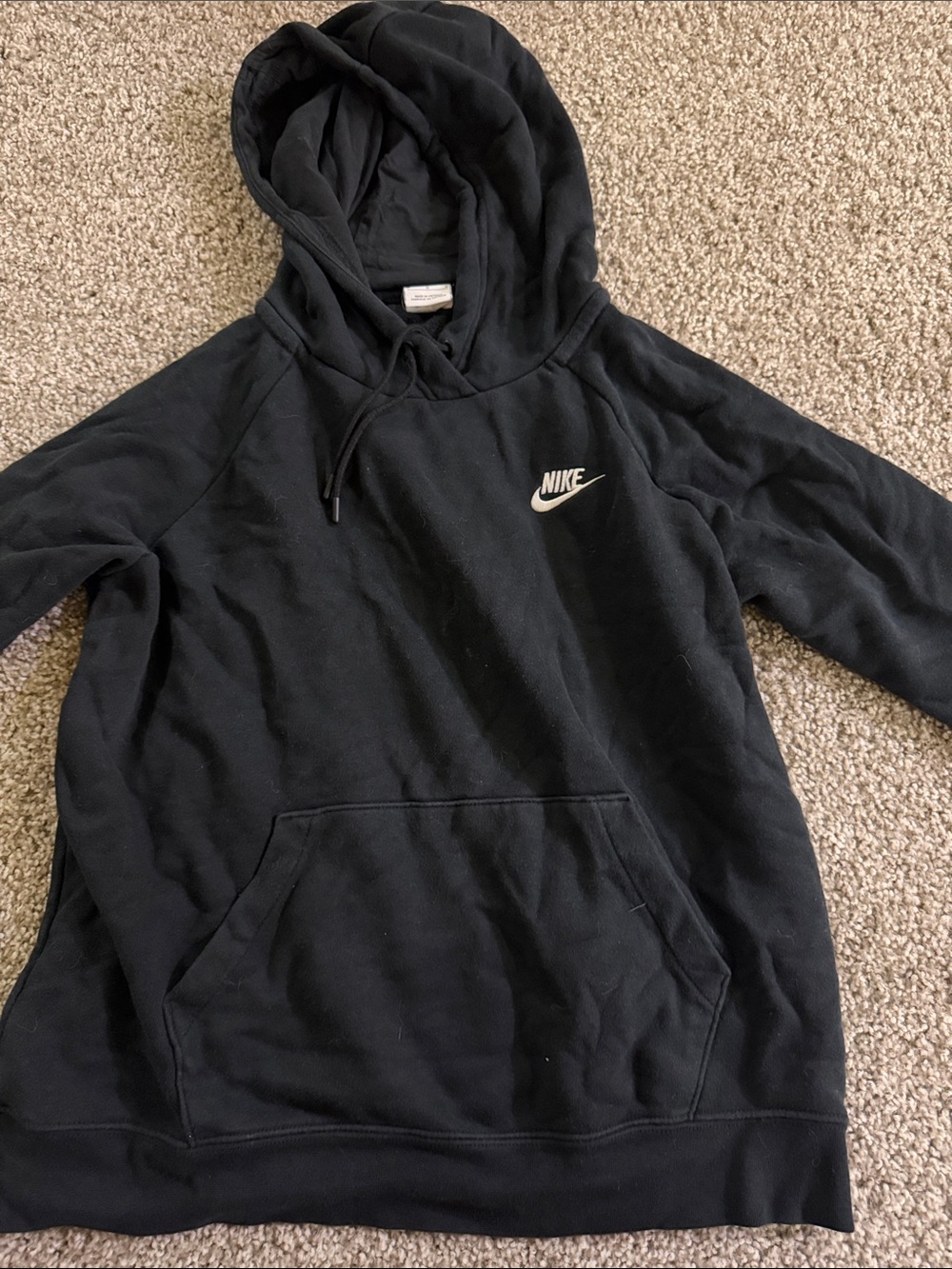 Nike Black Zip-Up Men's Hoodie with White Logo